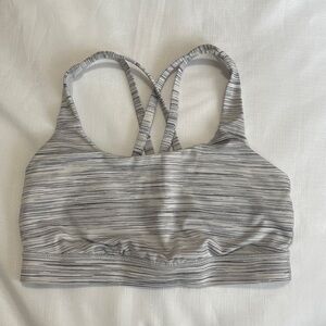 Lululemon Athletica Striped Black and Gray Sports Bra